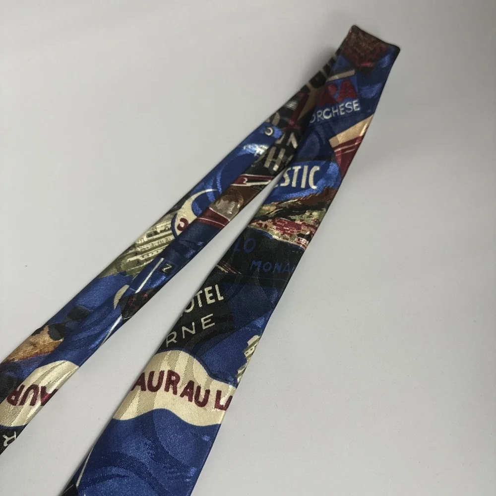 Vintage Surrey Travel Postcard Novelty Tie Europe Monte Carlo Rome St Moritz USA